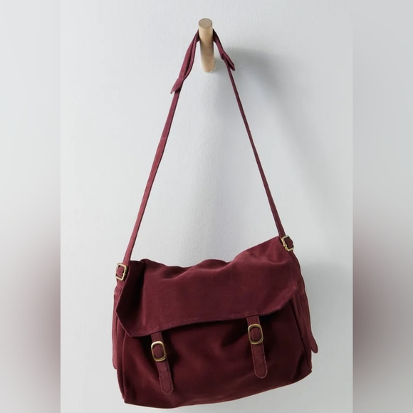 NWOT FREE PEOPLE ZAHARA SUEDE MULBERRY MESSENGER BAG - Picture 4 of 14
